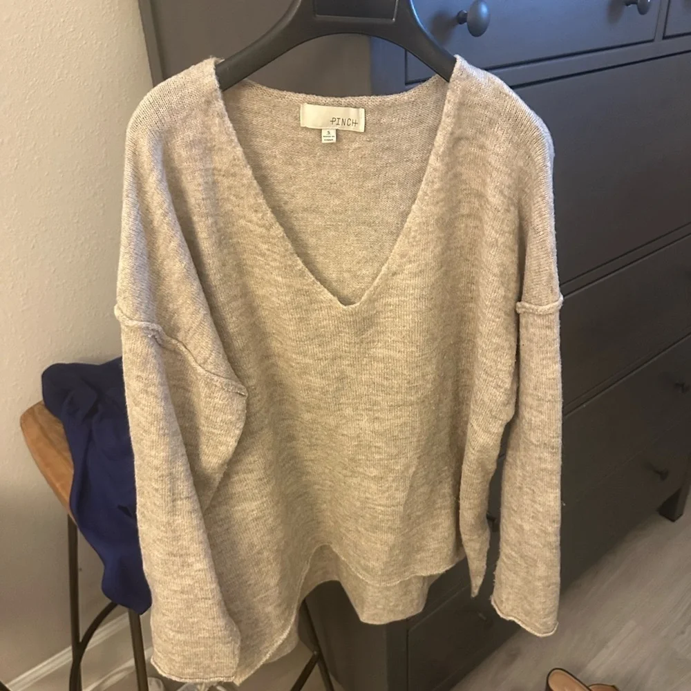 Pinch Cozy Oatmeal V-Neck Sweater